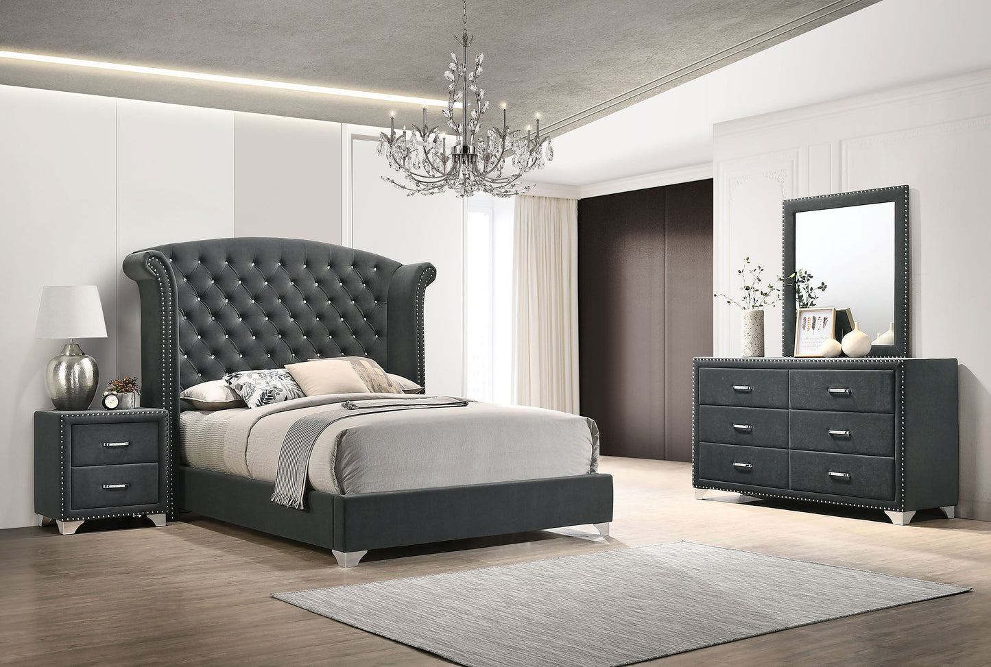 Melody 4-piece Eastern King Bedroom Set Grey