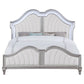 Evangeline Wood Queen LED Panel Bed Silver Oak