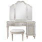 Evangeline 4-drawer Vanity Set with Stool Silver Oak