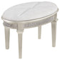 Evangeline Upholstered Oval Vanity Stool Silver and Ivory