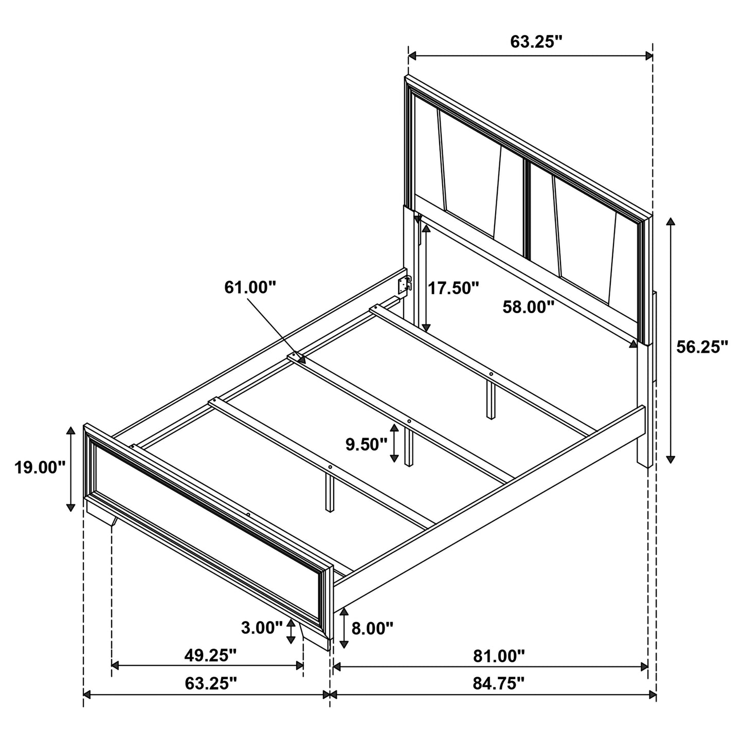 Janine Wood Queen Panel Bed Grey