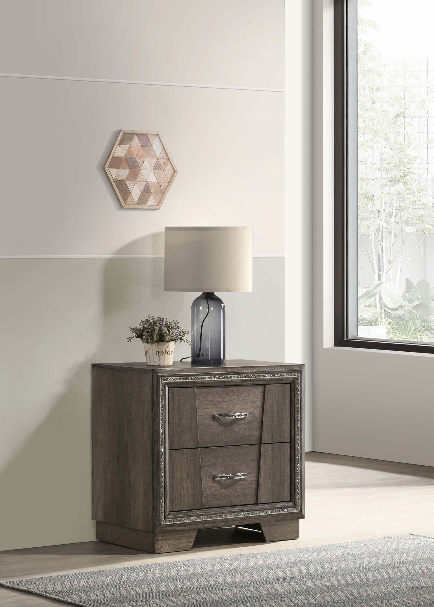 Janine 2-drawer Nightstand Grey