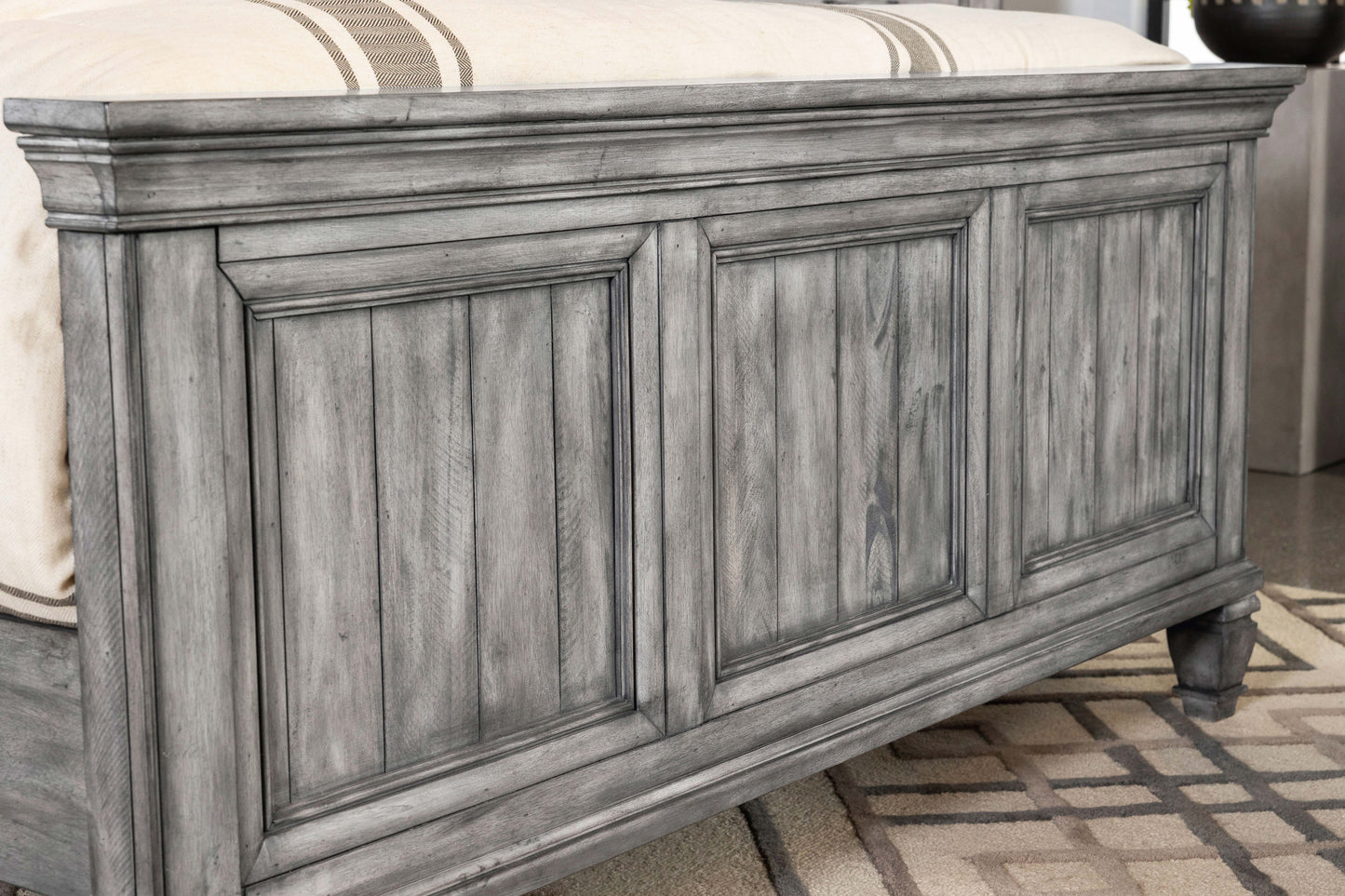 Avenue Wood California King Panel Bed Weathered Grey