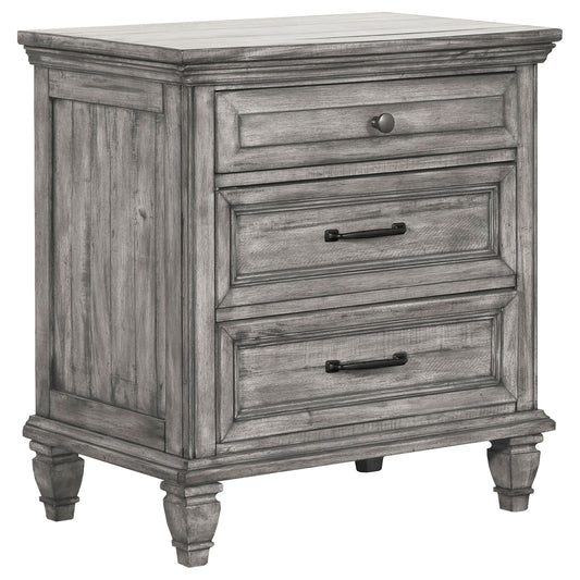 Avenue 3-drawer Nightstand Weathered Grey