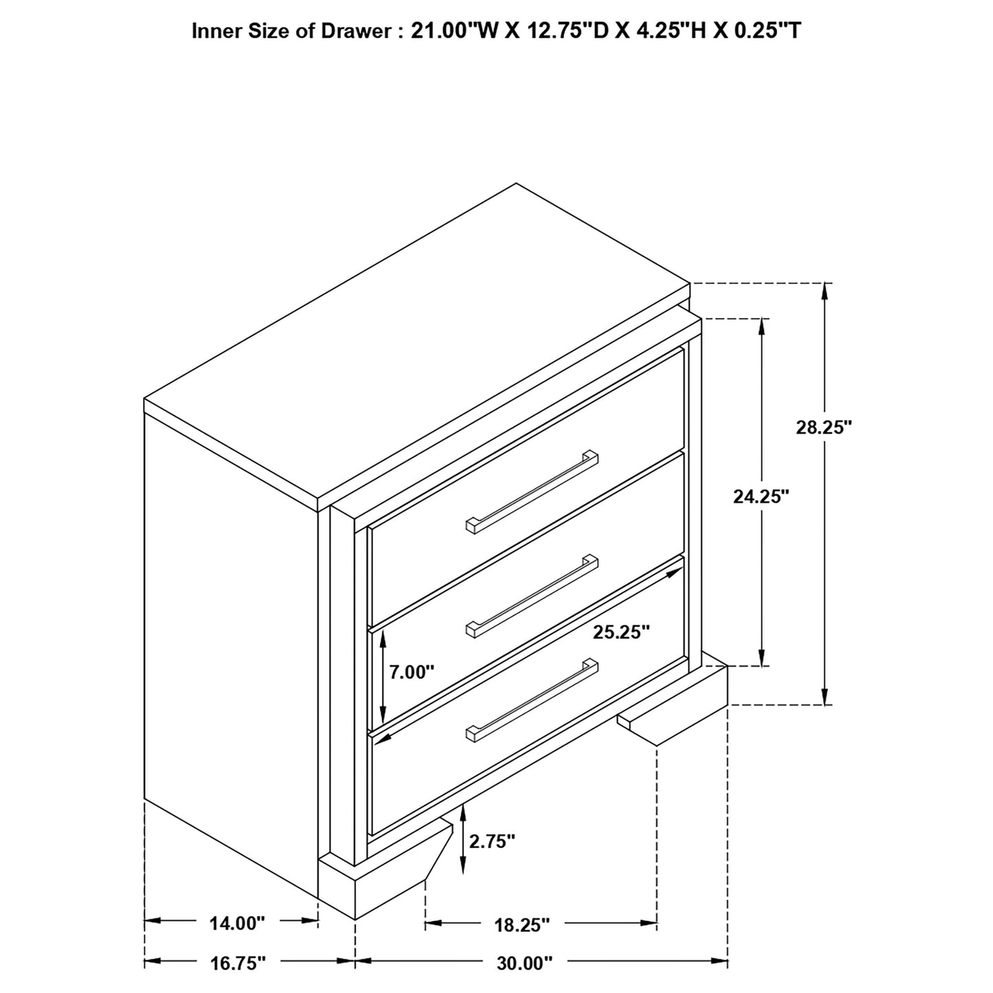 Baker 3-drawer Nightstand Light Taupe