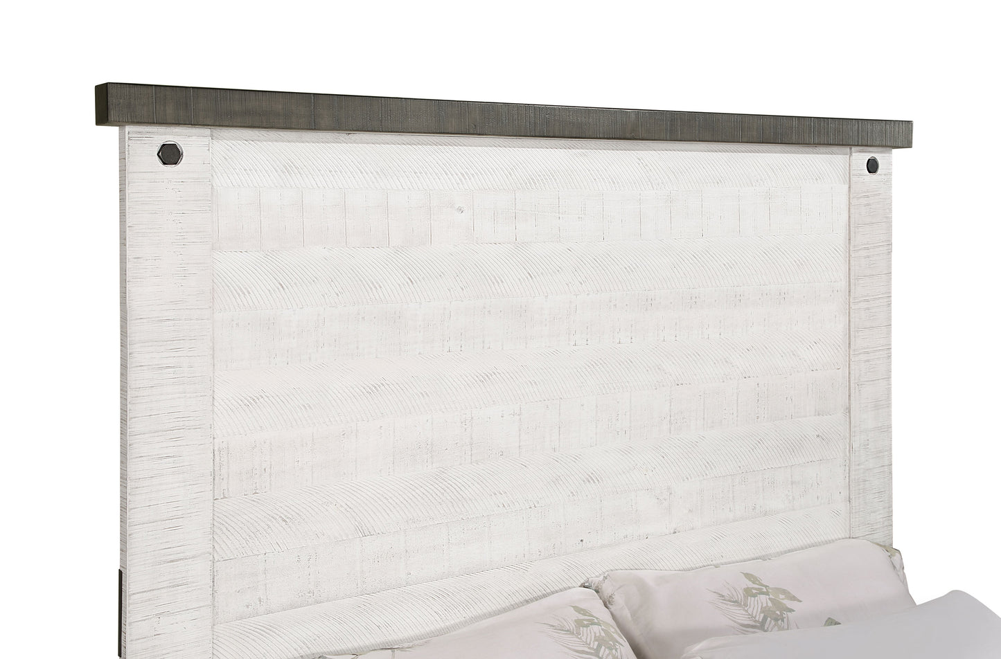 Lilith Wood Eastern King Panel Bed Distressed White