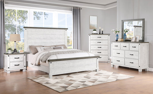 Lilith 5-piece Queen Bedroom Set Distressed White