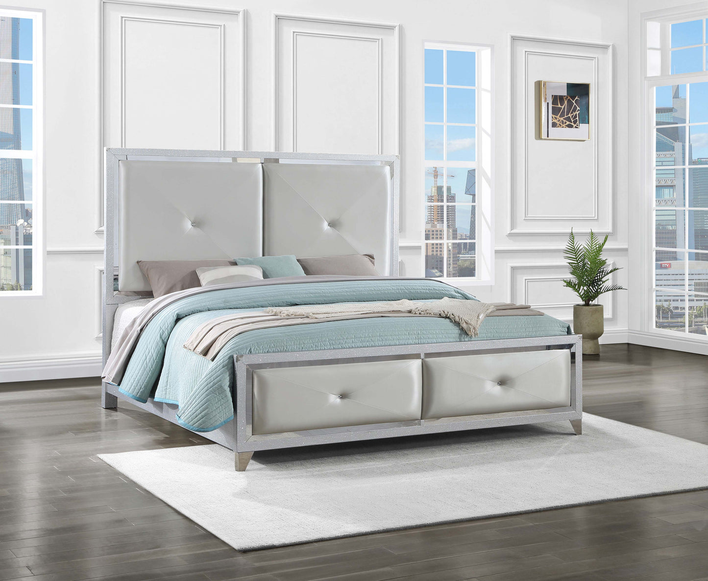 Larue Wood Eastern King Panel Bed Silver