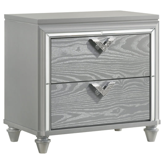 Veronica 2-drawer Nightstand Light Silver