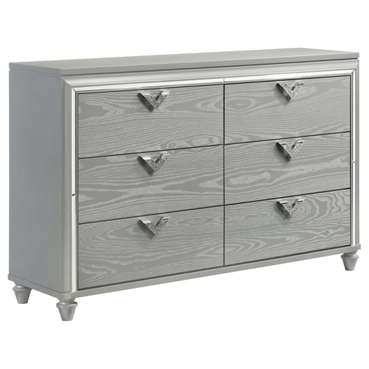 Veronica 6-drawer Dresser Light Silver