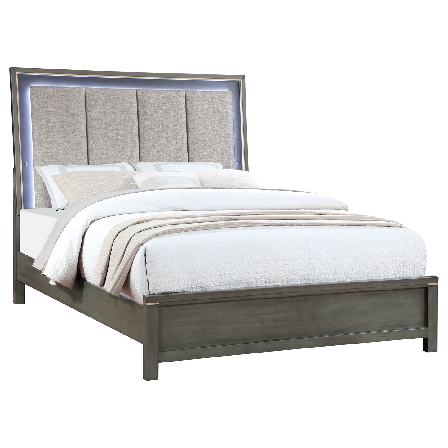 Kieran Wood California King LED Panel Bed Grey