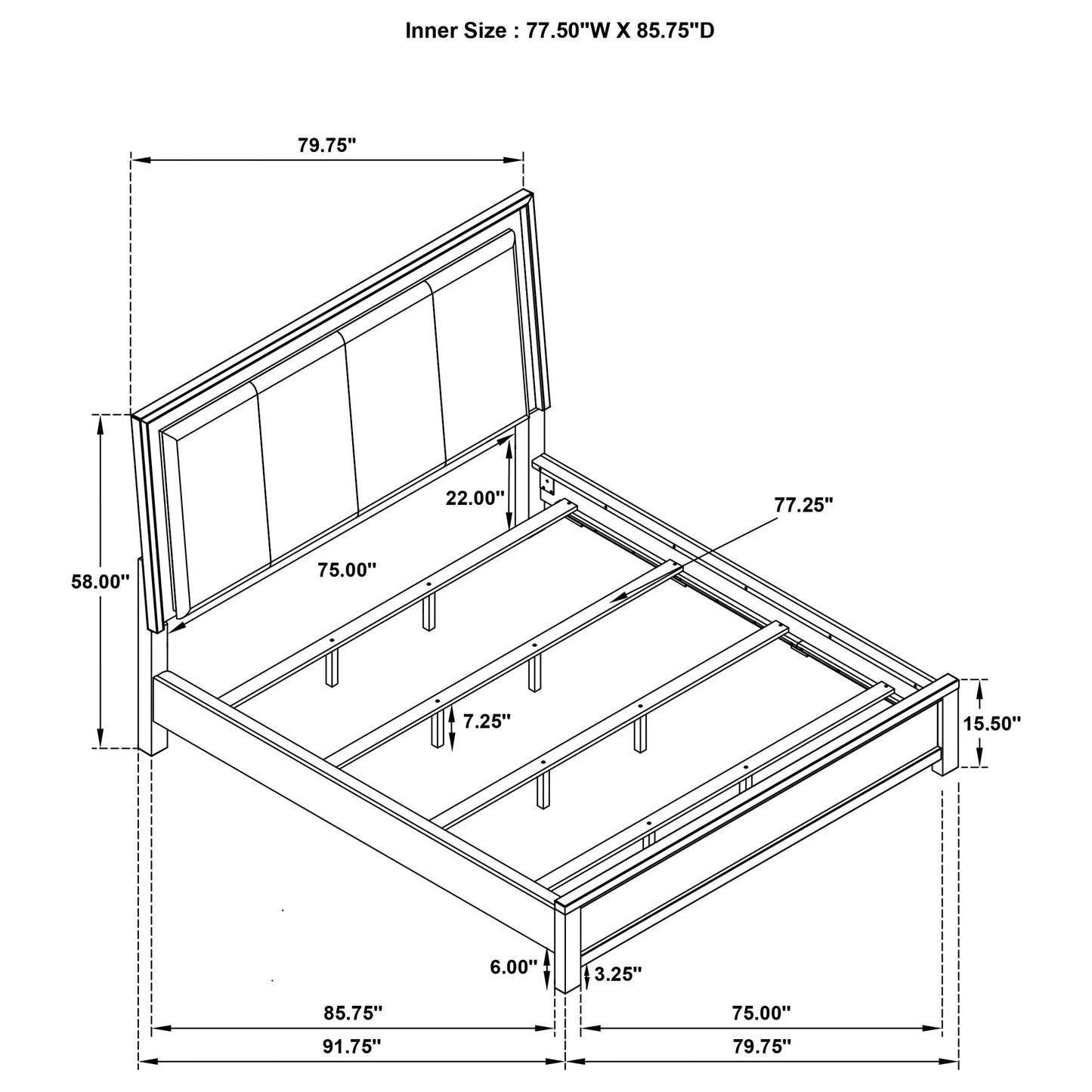 Kieran Wood California King LED Panel Bed Grey