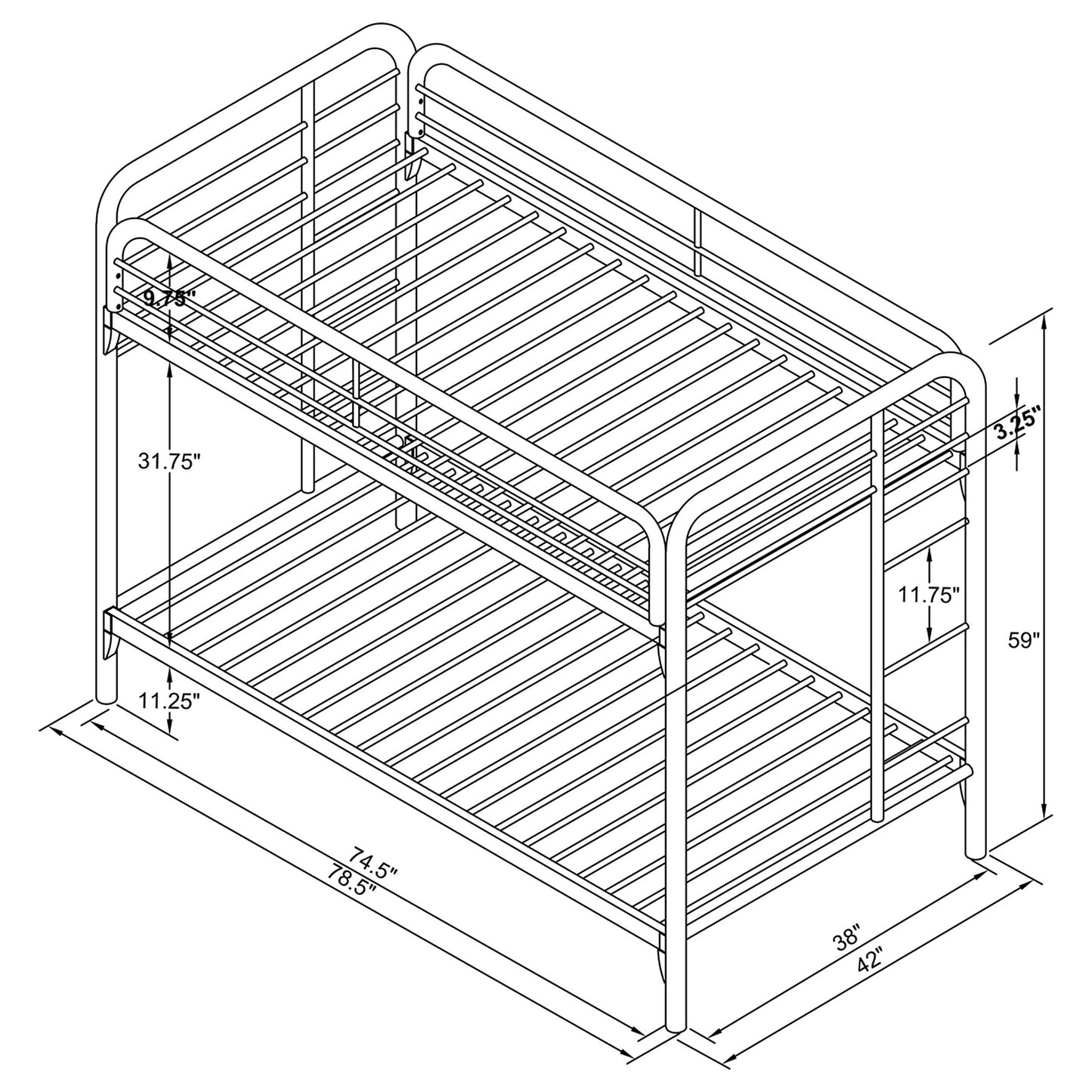 Morgan Metal Twin Over Twin Bunk Bed White