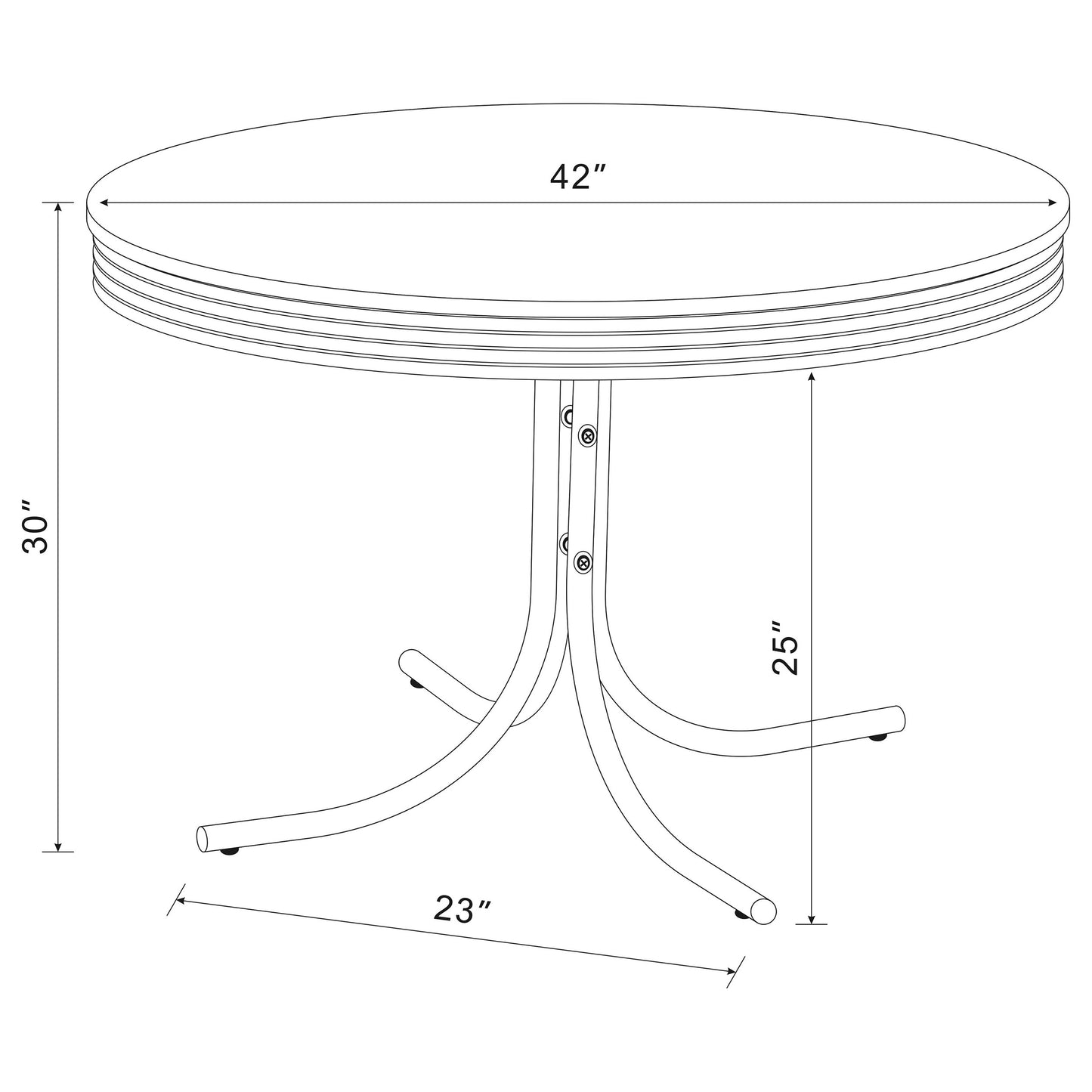 Retro Round 42-inch Wood Top Dining Table White and Chrome