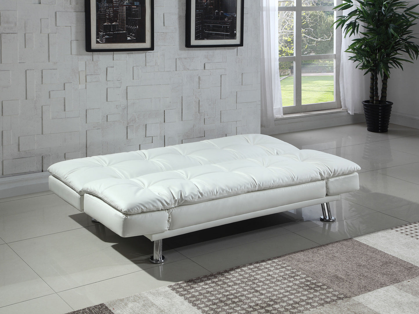 Dilleston Upholstered Tufted Convertible Sofa Bed White