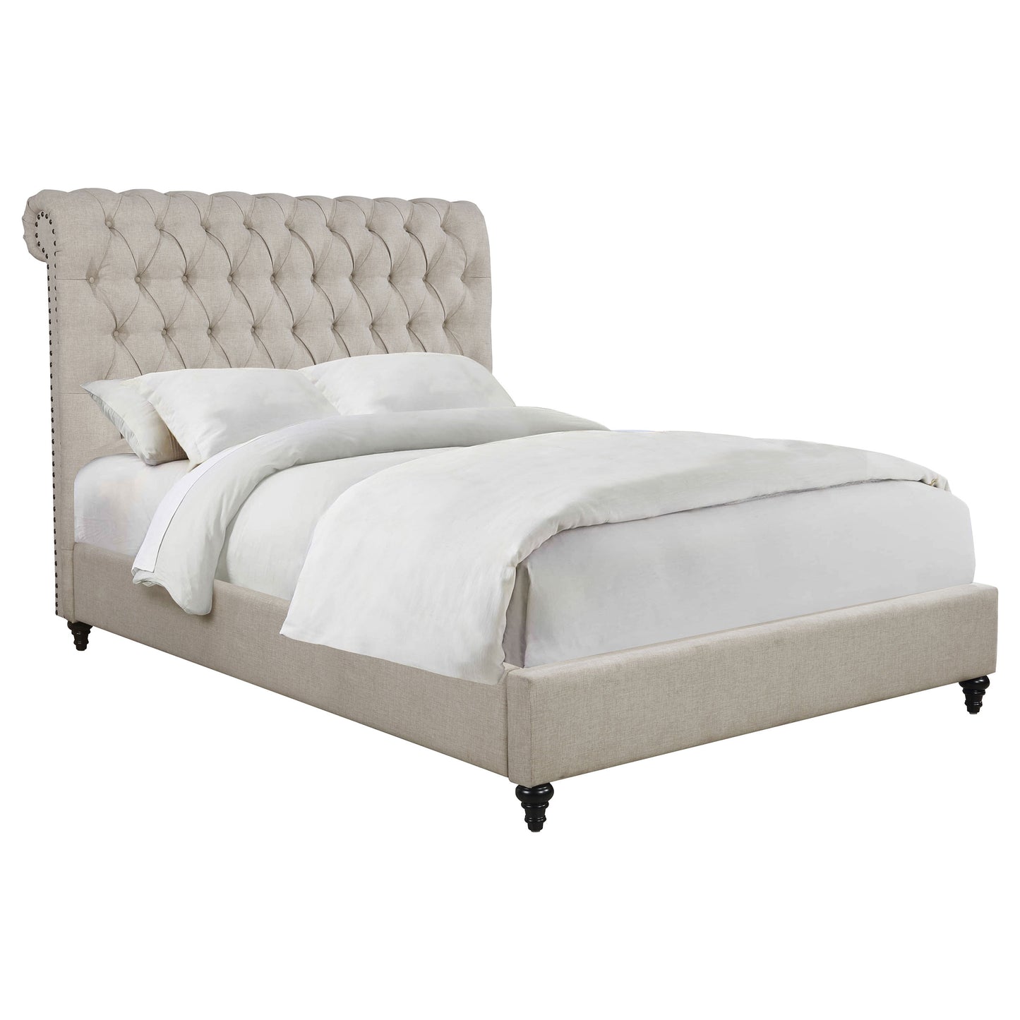 Devon Upholstered Full Panel Bed Beige