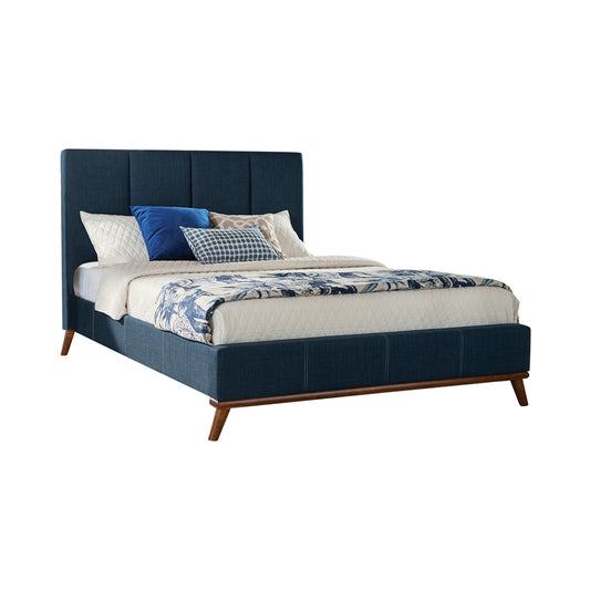 Charity Upholstered Eastern King Panel Bed Blue