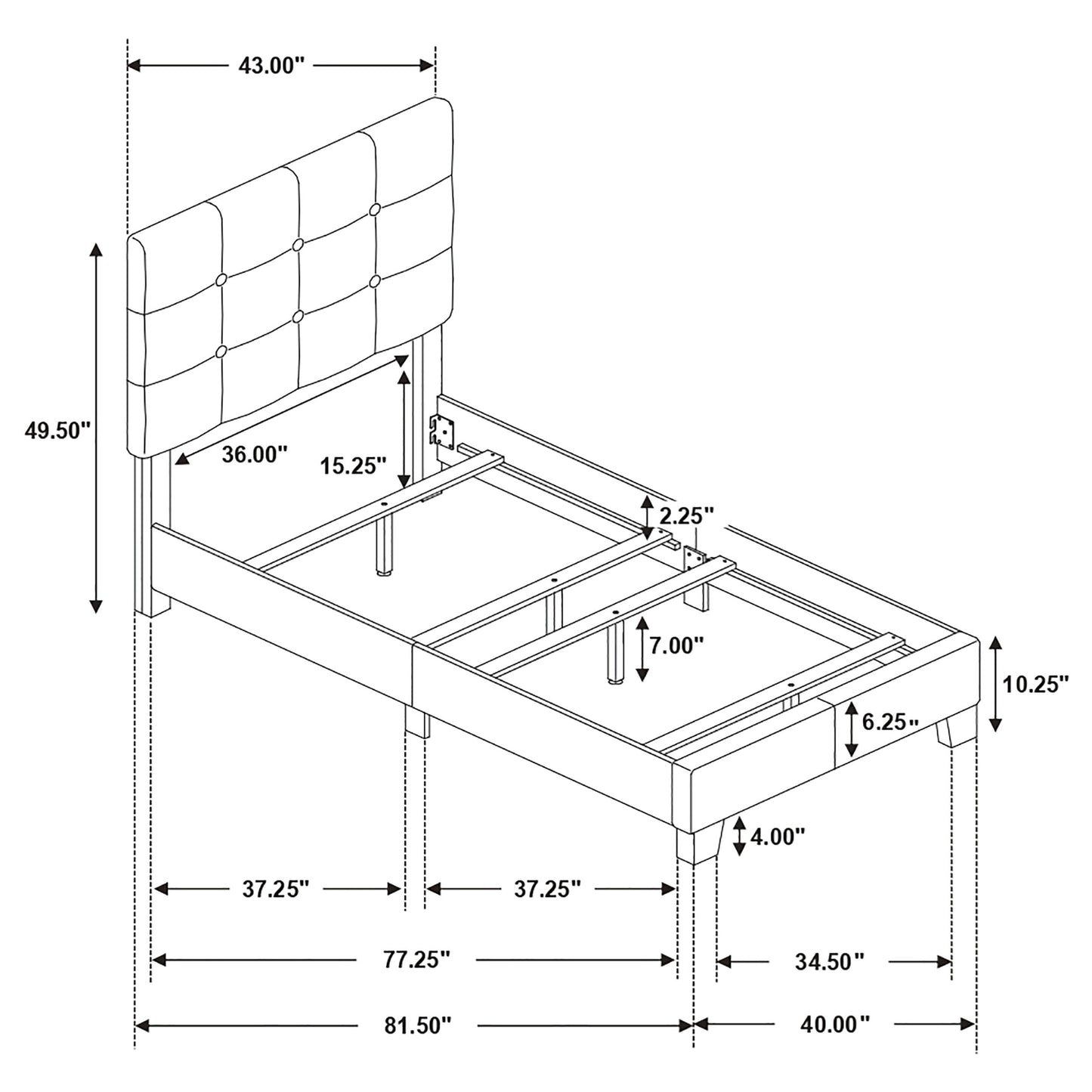 Mapes Upholstered Twin Panel Bed Charcoal