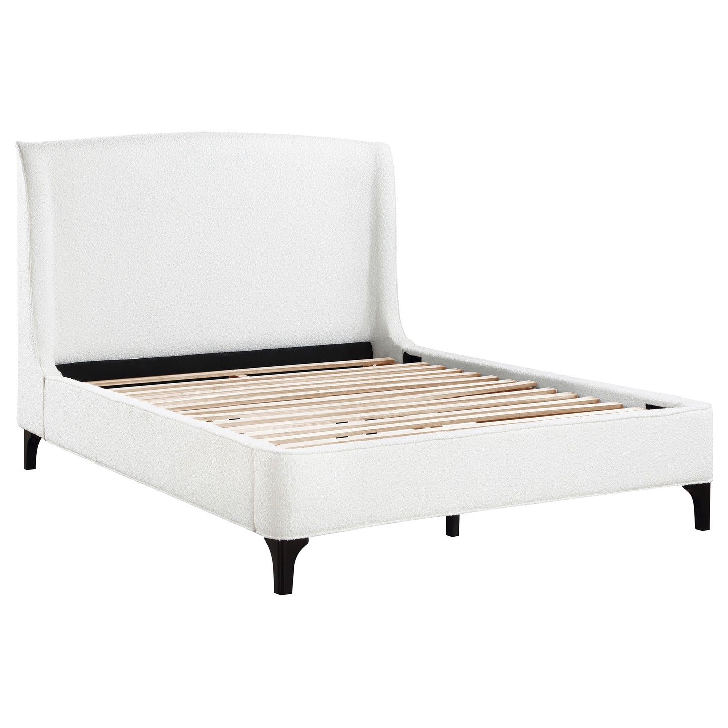 Mosby Upholstered Queen Wingback Bed Snow