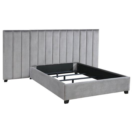 Arles Upholstered Eastern King Wall Panel Bed Grey