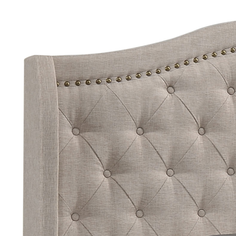 Sonoma Upholstered Full Wingback Bed Beige