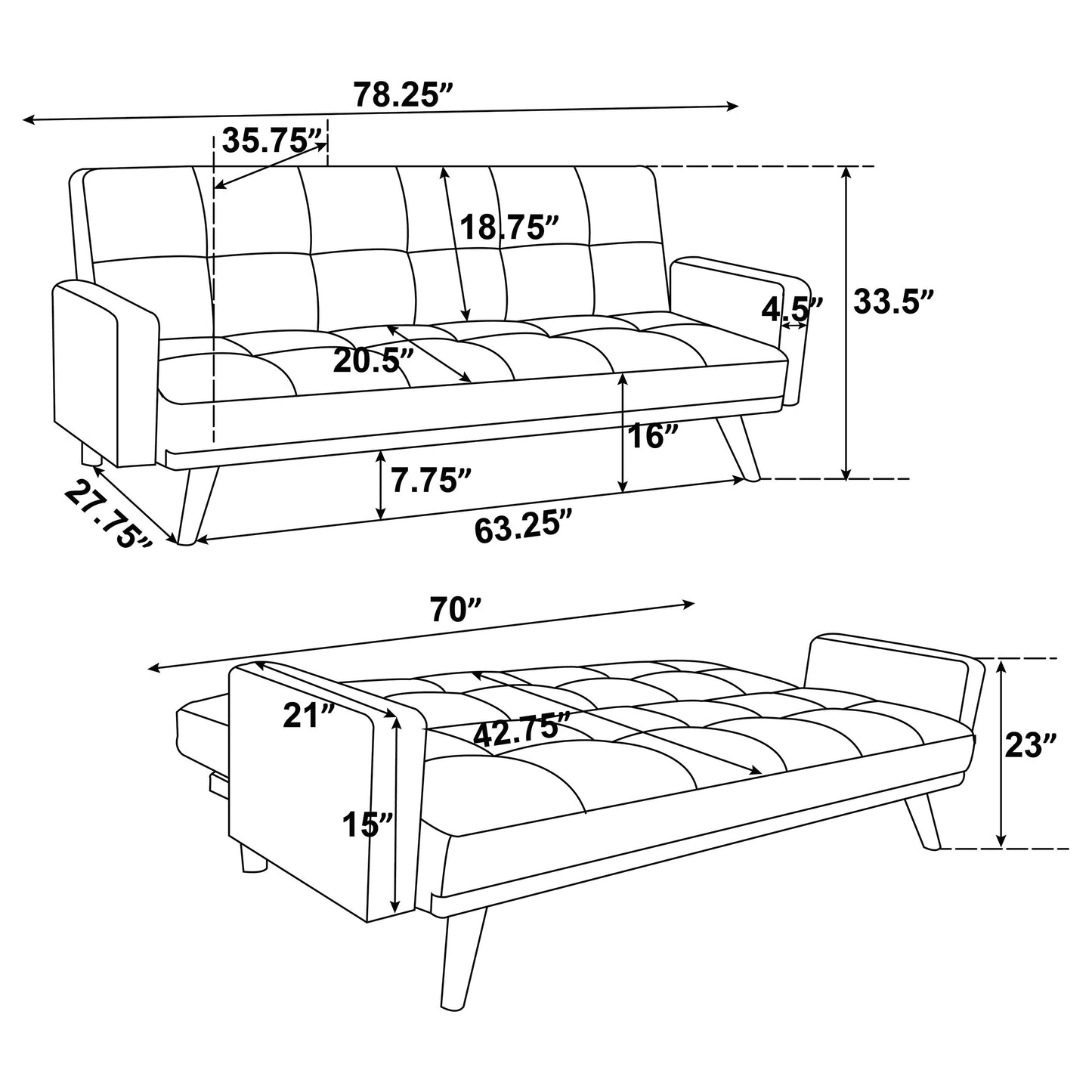 Kourtney Upholstered Tufted Convertible Sofa Bed Sage Green