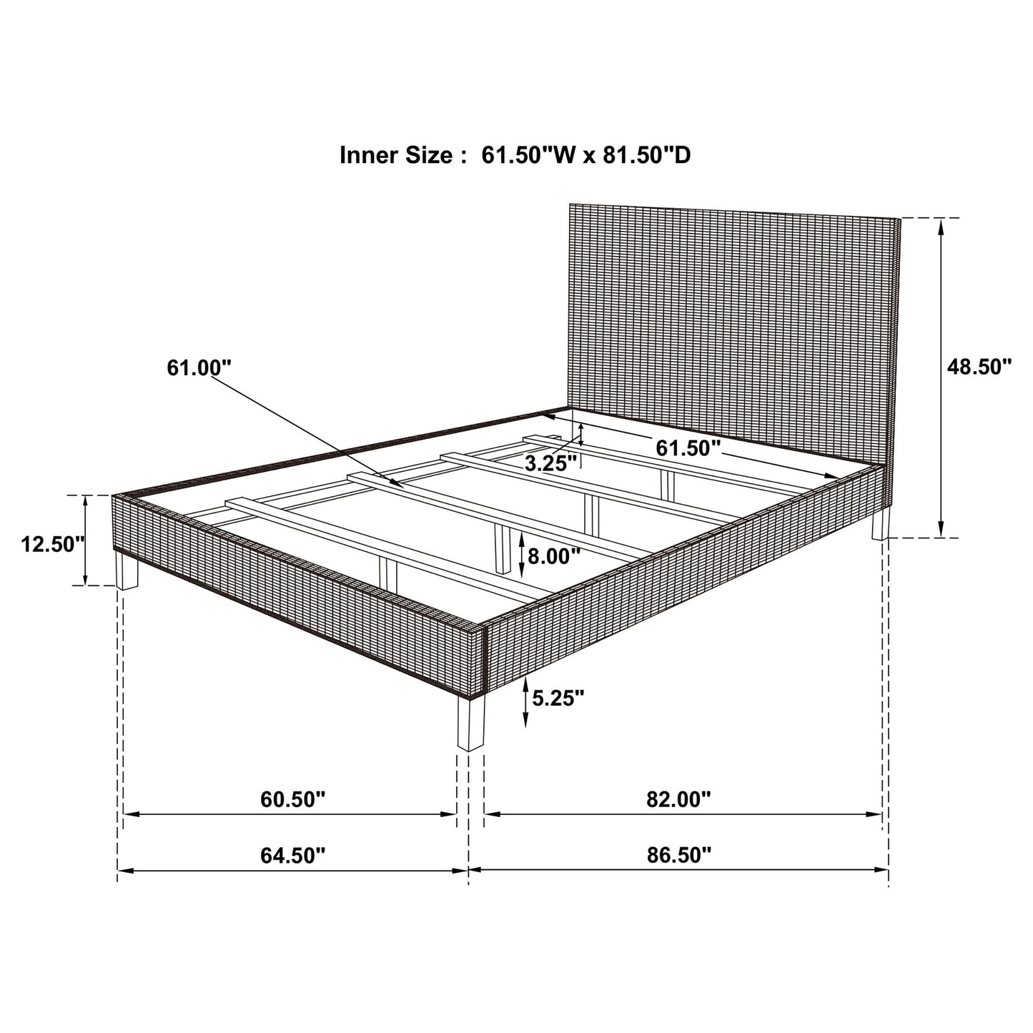 Zyla Wood Queen Panel Bed Kubu Grey