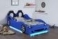 Cruiser Wood Twin LED Car Bed Blue