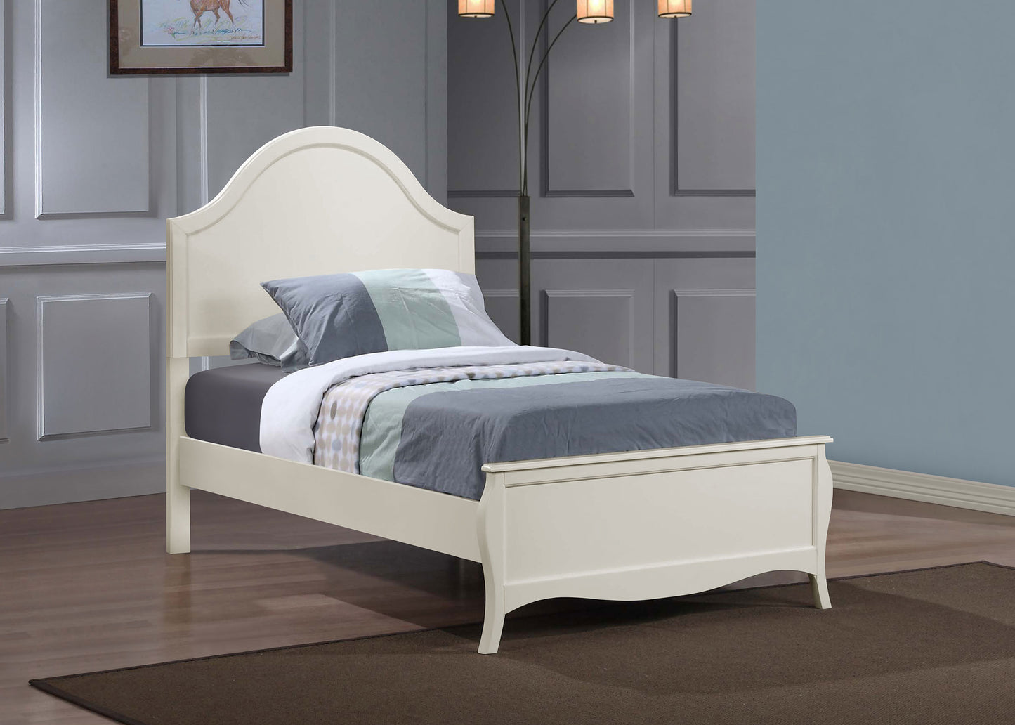 Dominique Wood Twin Panel Bed Cream White