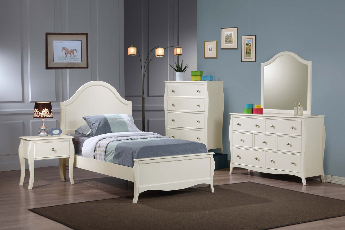 Dominique 4-piece Twin Bedroom Set Cream White