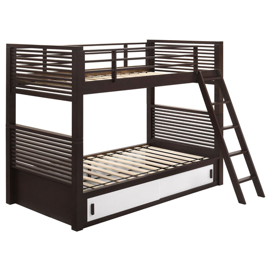 Oliver Wood Twin Over Twin Bunk Bed Java