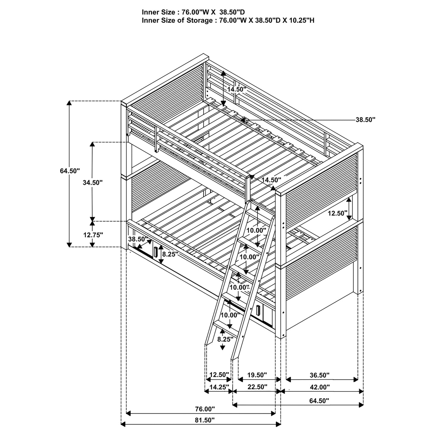 Oliver Wood Twin Over Twin Bunk Bed Java