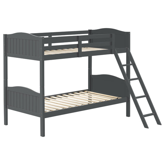 Arlo Wood Twin Over Twin Bunk Bed Grey