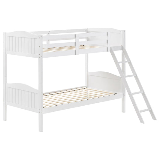 Arlo Wood Twin Over Twin Bunk Bed White