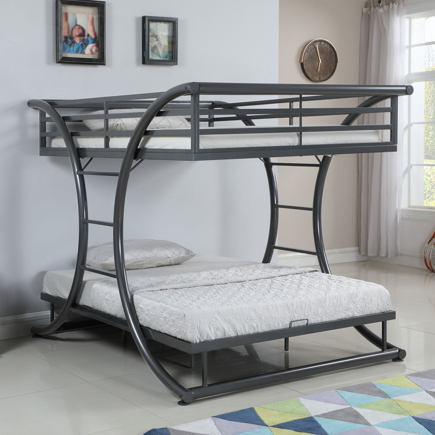 Stephan Metal Full Over Full Bunk Bed Gunmetal