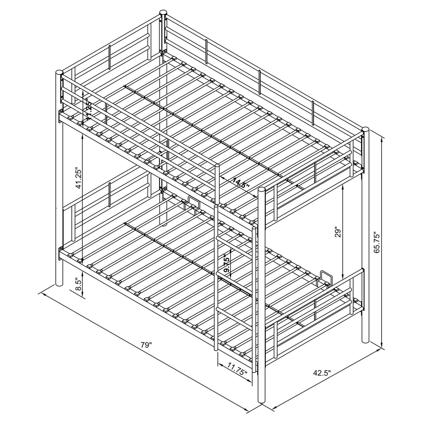 Hayward Metal Twin Over Twin Bunk Bed Black