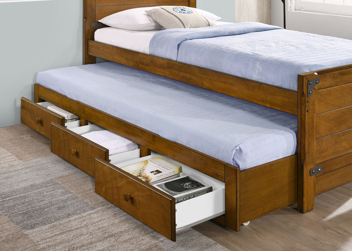 Granger Wood Twin Storage Captains Bed Rustic Honey