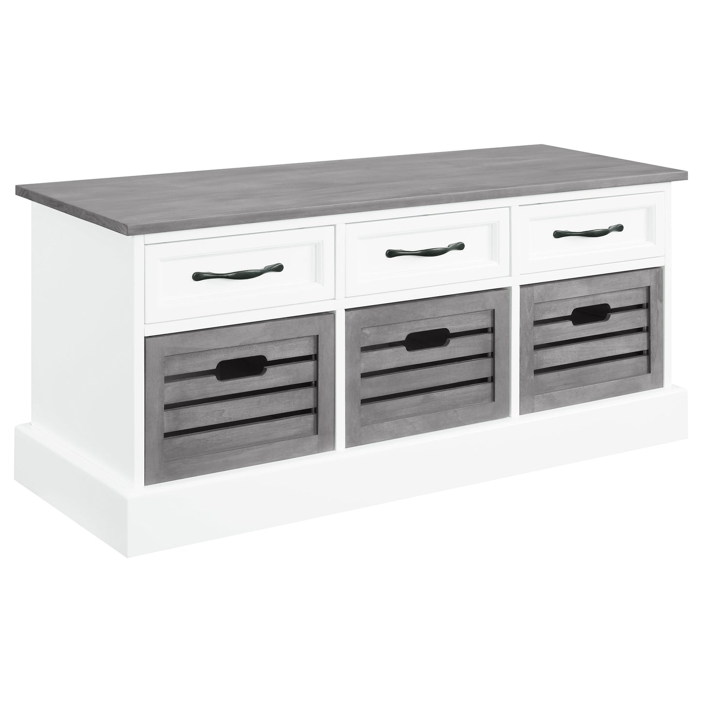 Alma 3-drawer Storage Bench White and Weathered Grey