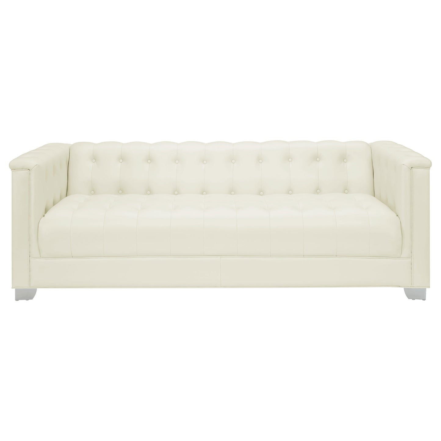 Chaviano 2-piece Upholstered Track Arm Sofa Set Pearl White