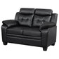 Finley Upholstered Padded Arm Tufted Loveseat Black