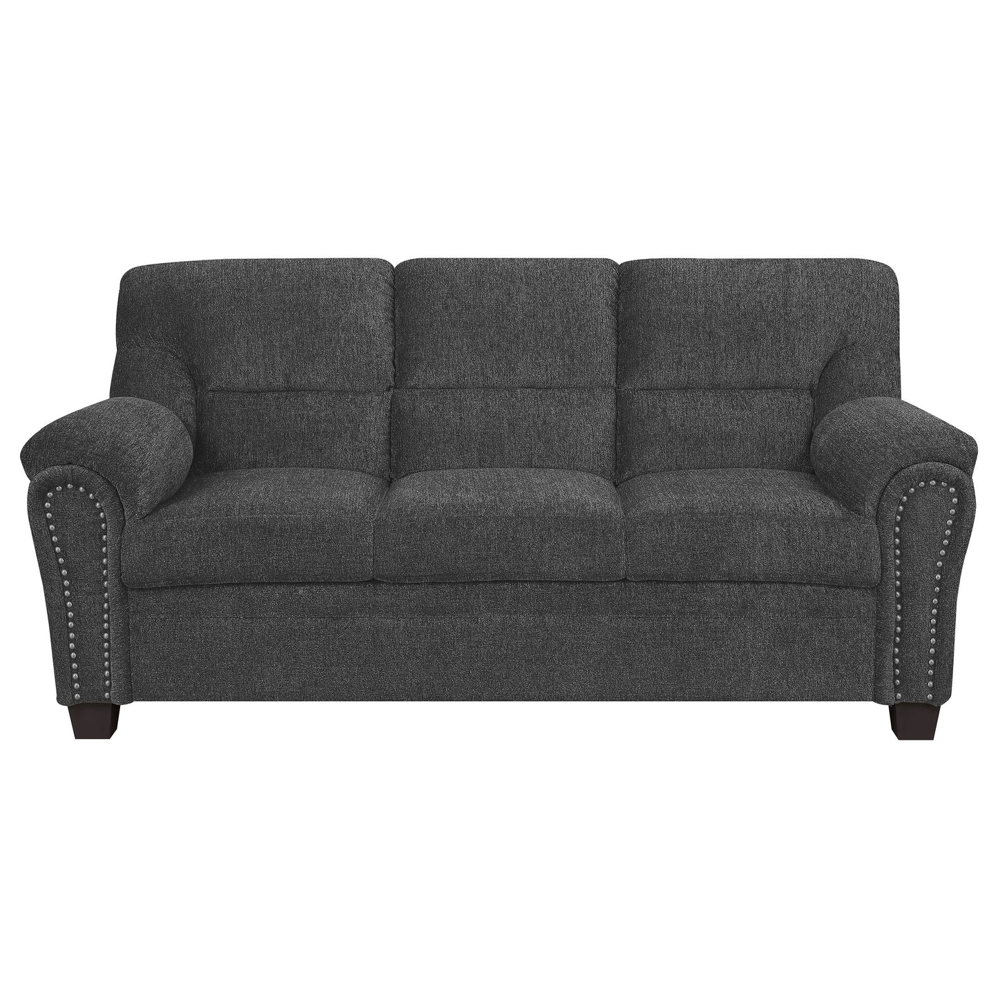 Clementine 2-piece Upholstered Padded Arm Sofa Set Grey