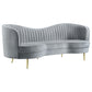 Sophia Upholstered Channel Tufted Sofa Grey