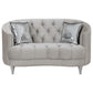 Avonlea 2-piece Upholstered Sloped Arm Sofa Set Grey Velvet