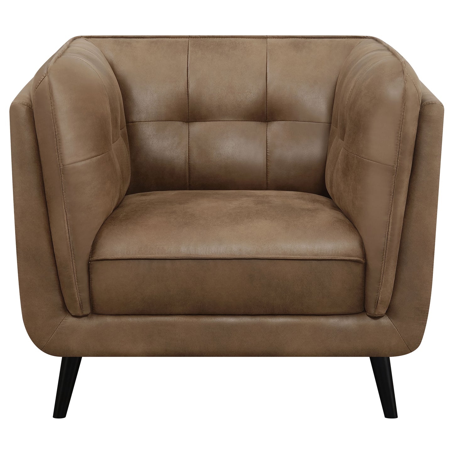 Thatcher Upholstered Tuxedo Arm Tufted Accent Chair Brown