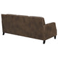 Leaton Upholstered Recessed Arm Sofa Brown Sugar