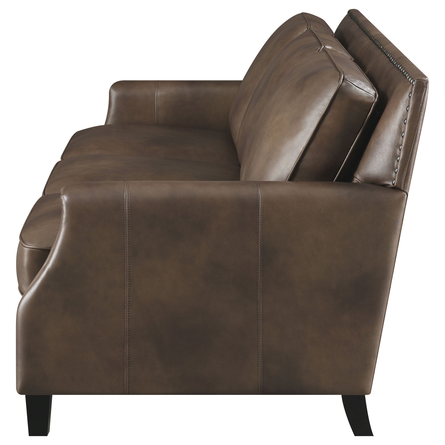 Leaton Upholstered Recessed Arm Sofa Brown Sugar