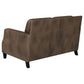 Leaton 2-piece Upholstered Recessed Arm Sofa Set Brown Sugar