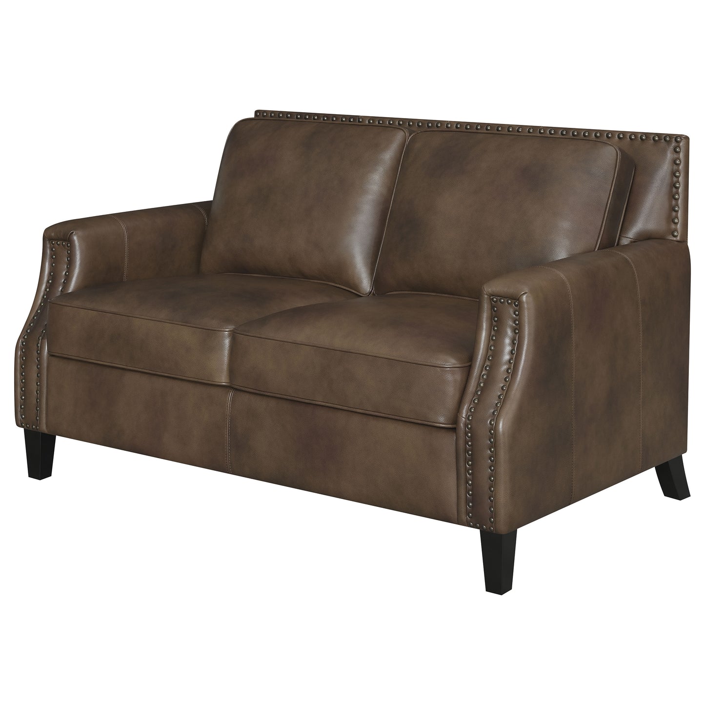 Leaton Upholstered Recessed Arm Loveseat Brown Sugar