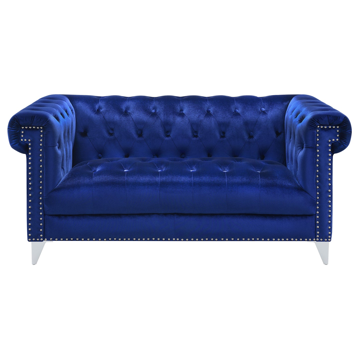 Bleker Upholstered Tuxedo Arm Tufted Loveseat Blue