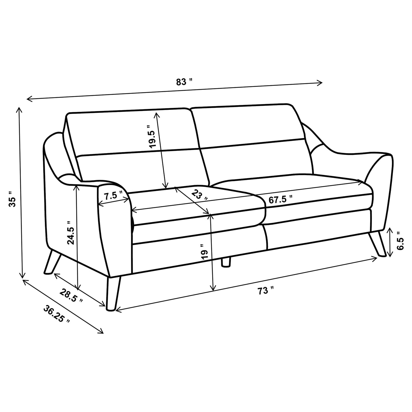 Gano 2-piece Upholstered Sloped Arm Sofa Set Navy Blue